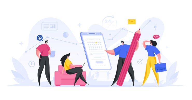 Calendar reminder due date web application illustration. Preparation and testing of online service with deadline. Active mobile programming with service platform deployment