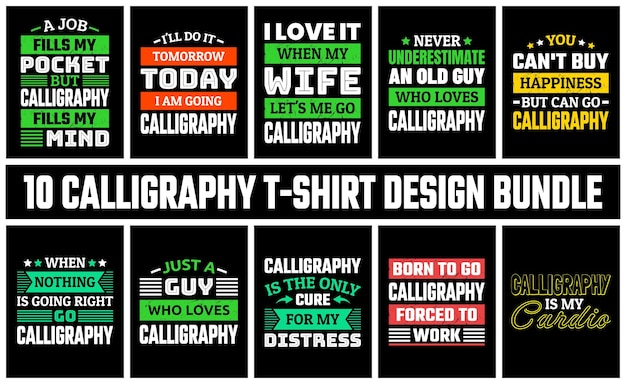 Vector calligraphy t shirt design set vector