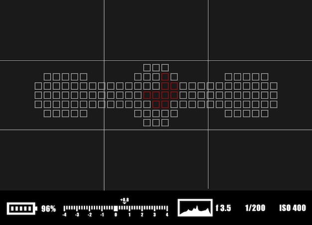 Vector camera viewfinder rec background. camera focusing screen.