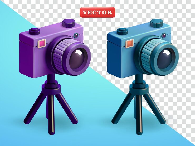 Camera with tripod 3d vector Suitable for design elements and media