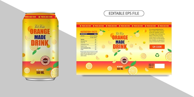 Vector a can of orange drink next to a can of orange drink