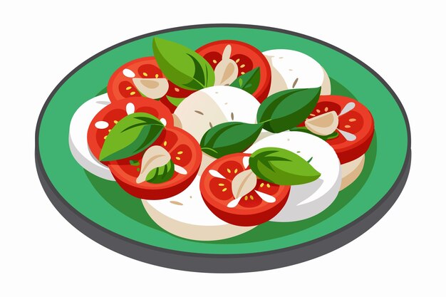 Vector caprese salad vector illustration on white background