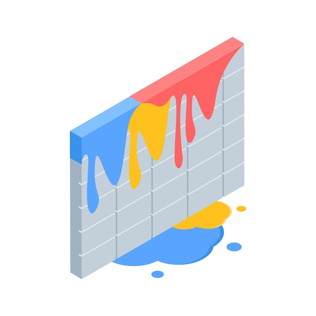Vector a captivating isometric icon showing wall paint dripping down