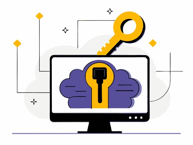 Vector captivating neon virtual key illuminating the data stream