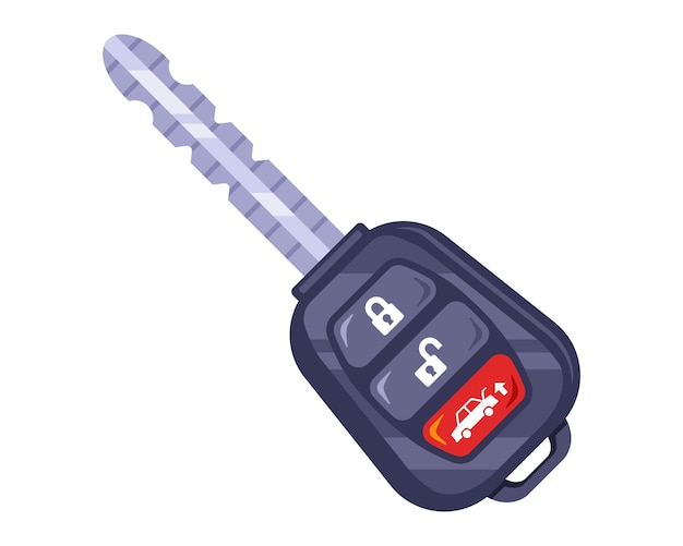 Vector car key with buttons to open the door flat vector illustration