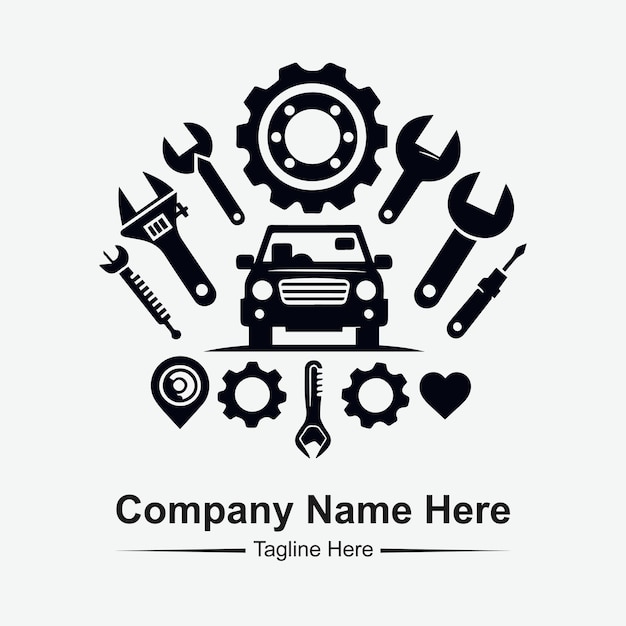 Vector car servicing and repair logo here