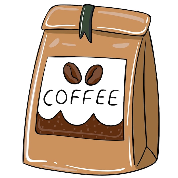 cartoon bag of coffee with label digital design