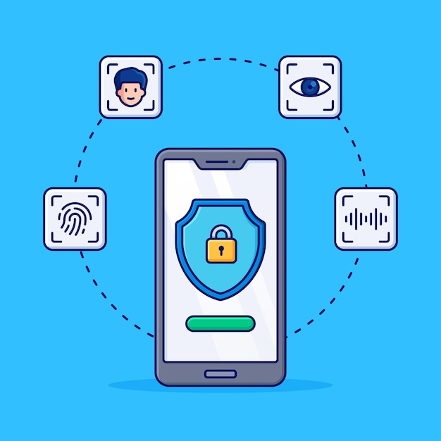 Vector cartoon biometrics authentication concept illustration