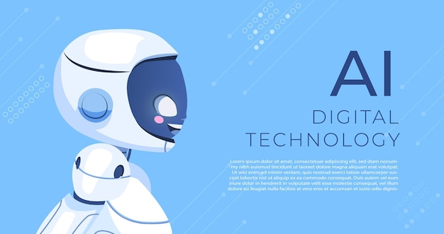 Vector cartoon character robot woman ai content generator chatbot technology technology and engineering