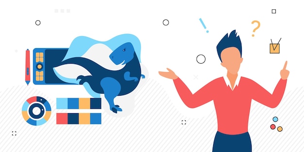 Vector cartoon developer creating business design