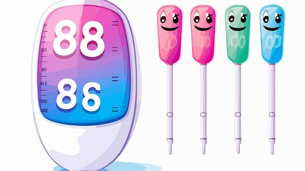 Vector cartoon electronic thermometer with numbers 366 displayed