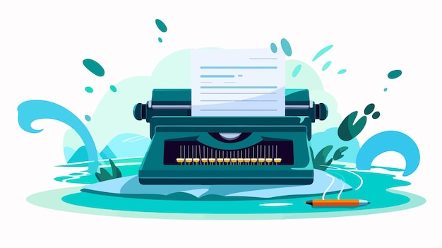 Vector a cartoon image of a typewriter with a paper in the background
