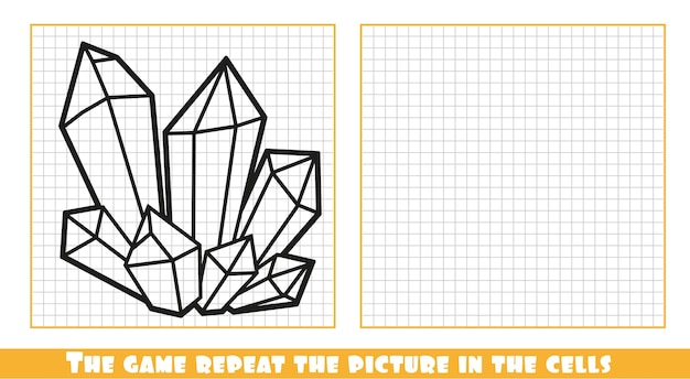 Vector cartoon magic crystals outlined the game repeat the picture in the cells