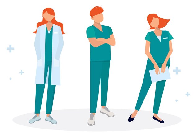 Vector cartoon paramedics collection and medical doctors and vector people