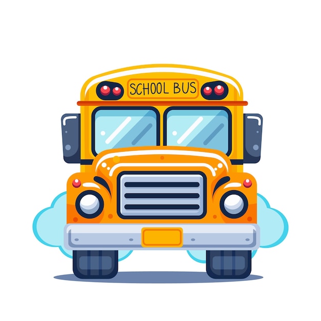 Vector cartoon school bus front view on white background vector illustration