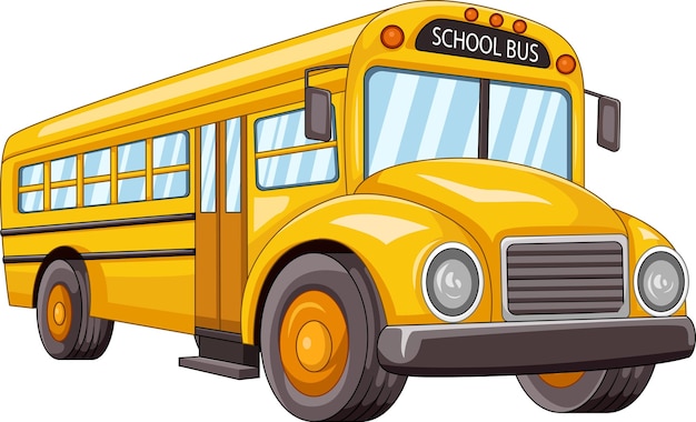 Vector cartoon school bus on white background