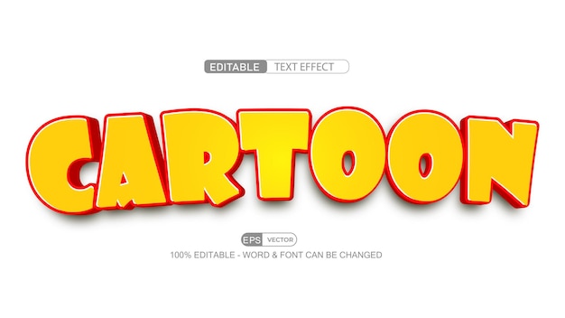 Vector cartoon style 3d editable text effect vector template