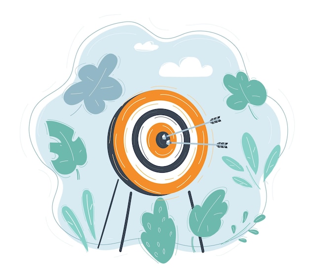 Vector cartoon vector illustration of target with arrow