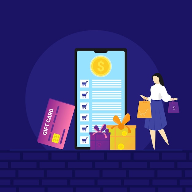 Vector cash back and loyalty program saving and refund money from online shopping