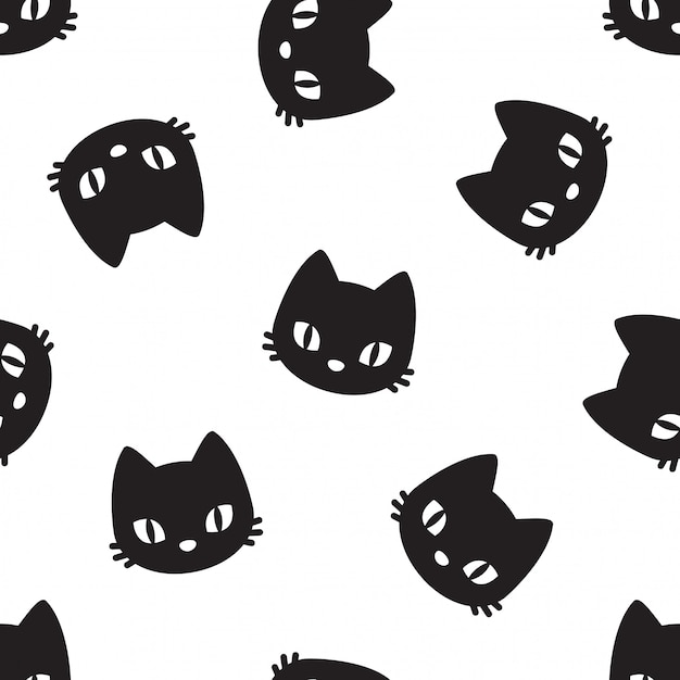 Vector cat seamless pattern kitten pet cartoon