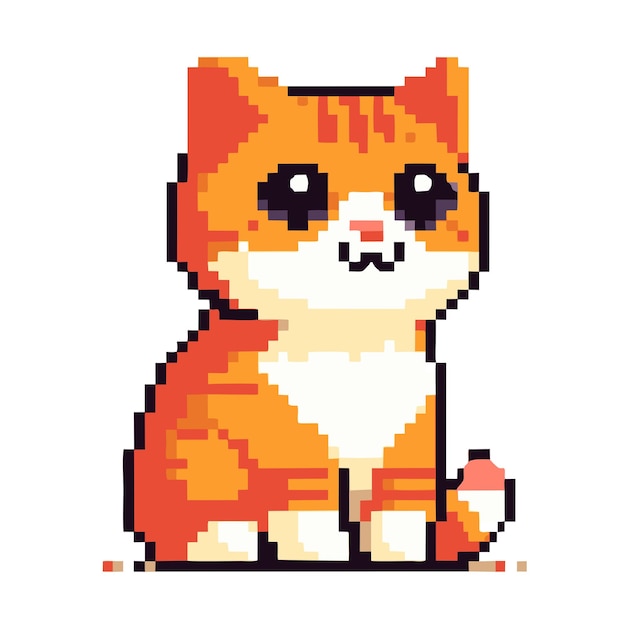 cat vector in pixel art style