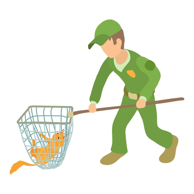 Vector catching cat icon isometric illustration of catching cat vector icon for web