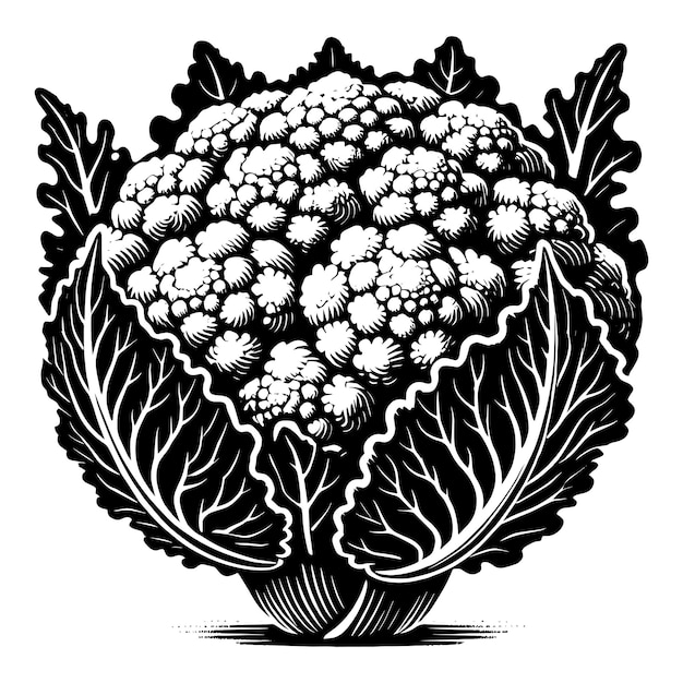 Vector cauliflower vegetable silhouette vector illustration isolated on a white background