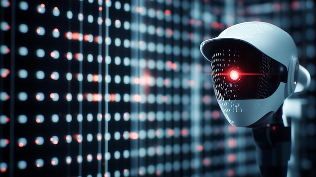 Vector cctv security camera system with motion detection and face recognition surveillance technology concept