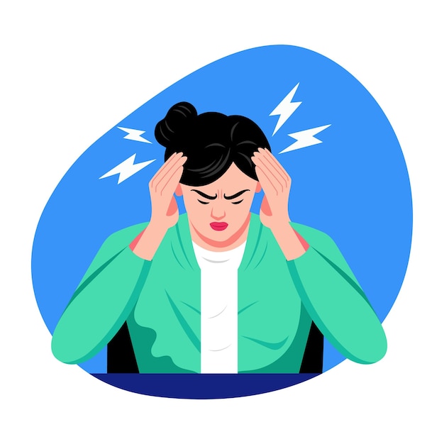 Vector a character having a severe headache flat illustration