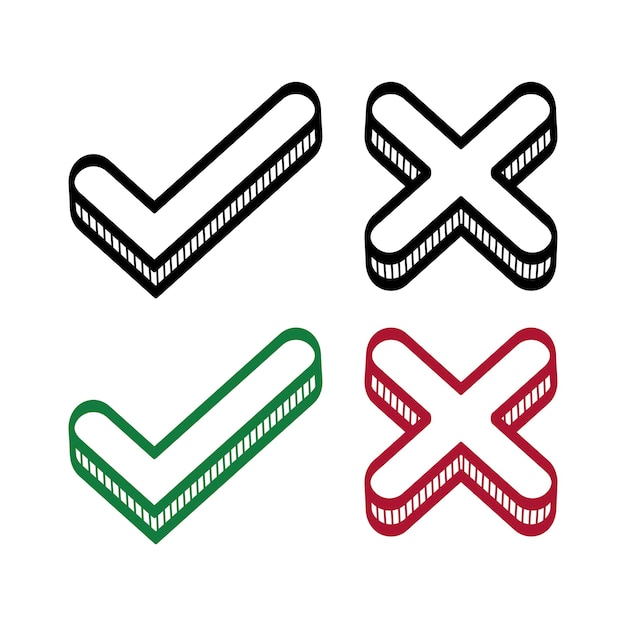 Vector check and cross doodle style