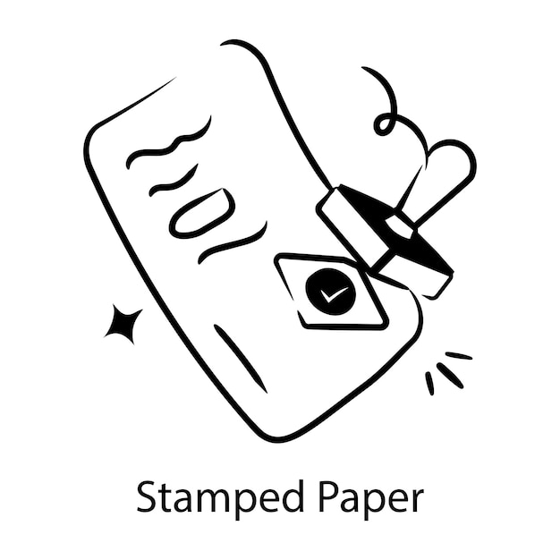Vector check this doodle icon of stamped paper