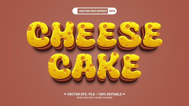 Vector cheese cake 3d editable vector text style effect