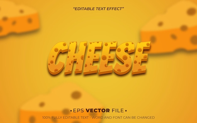 Vector cheese text effect vector realistic 3d style with a yellow background