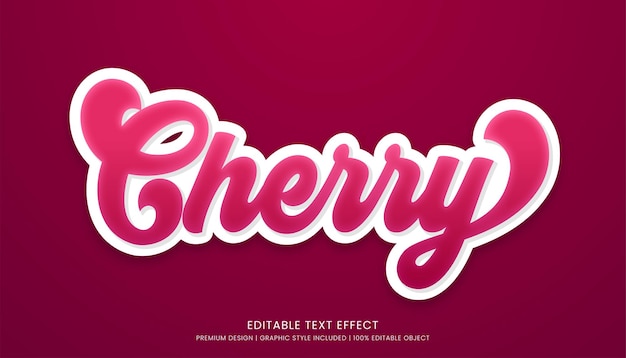 cherry editable 3d text effect template bold typography and abstract style drinks logo and brand