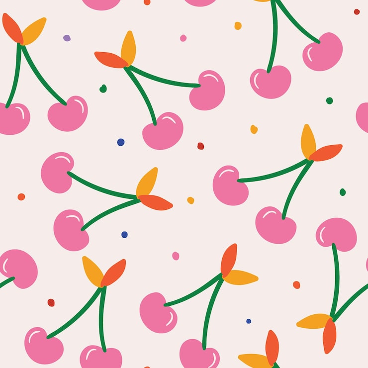 Cherry pattern Cherry seamless pattern Fruit pattern Handdrawn pattern
