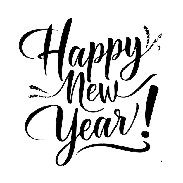 Vector chic happy new year typography in stylish cursive with glitter accents