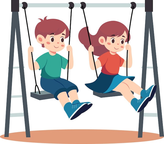 Vector children playing games in play ground