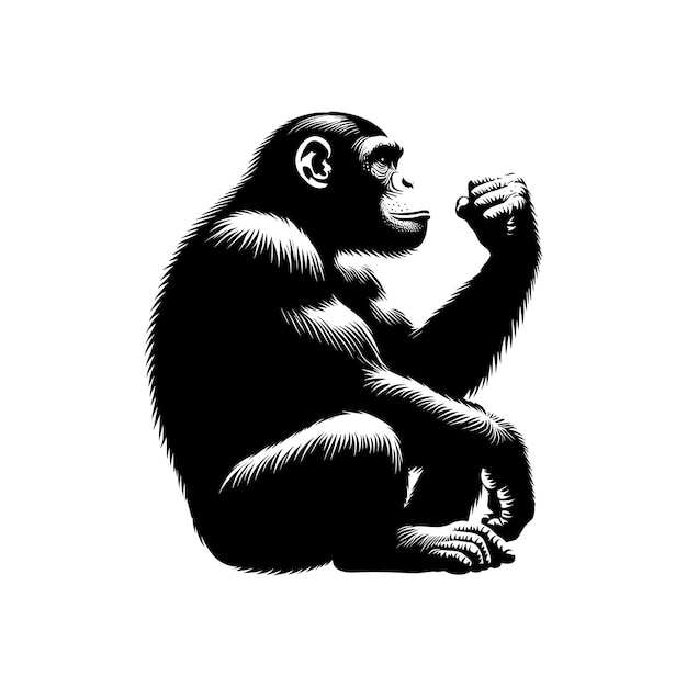 Vector chimpanzee silhouette artistic vector rendering