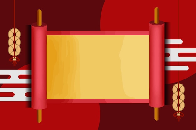 Vector chinese traditional red background greeting with lanterns