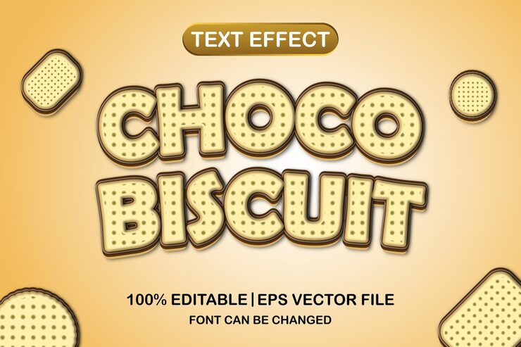 Choco biscuit 3d editable text effect