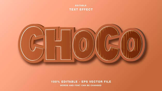 Vector choco cartoon editable text effect