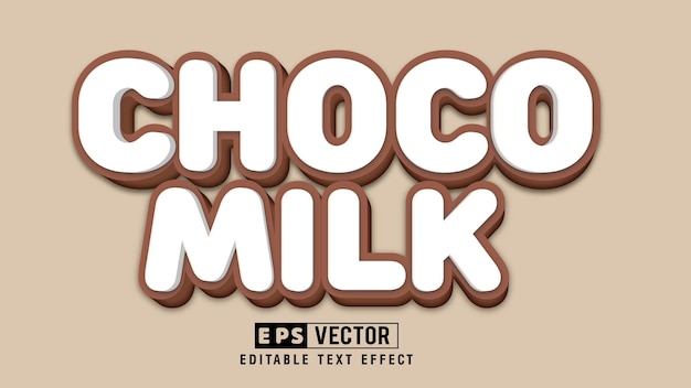 Vector choco milk 3d editable text effect vector file with cute background