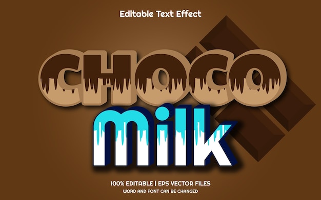 Vector choco milk 3d editable text effect