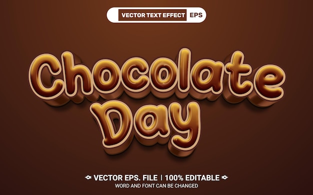 Vector chocolate day editable 3d vector text style effect