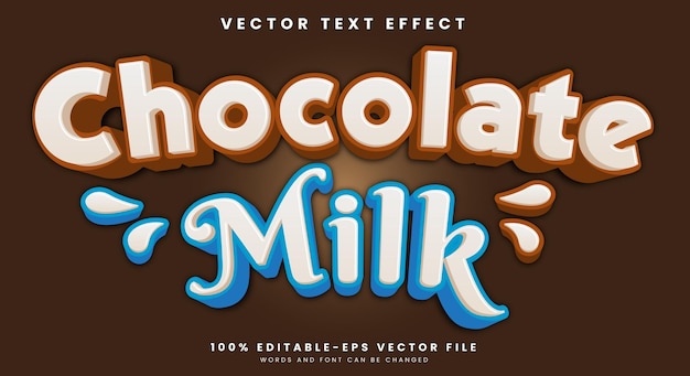 Vector chocolate milk editable text effect template with chocolate background