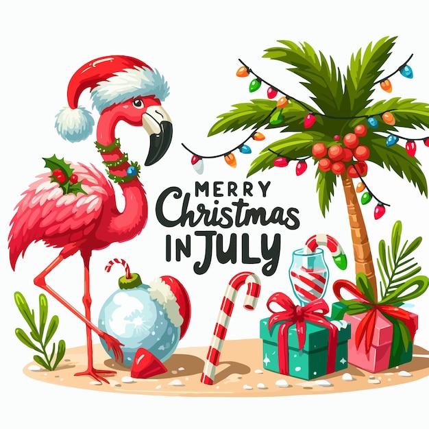 Vector christmas in july background celebration concept vector illustration