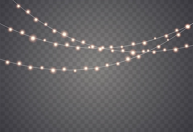 Vector christmas lights are isolated. string garlands decorations.