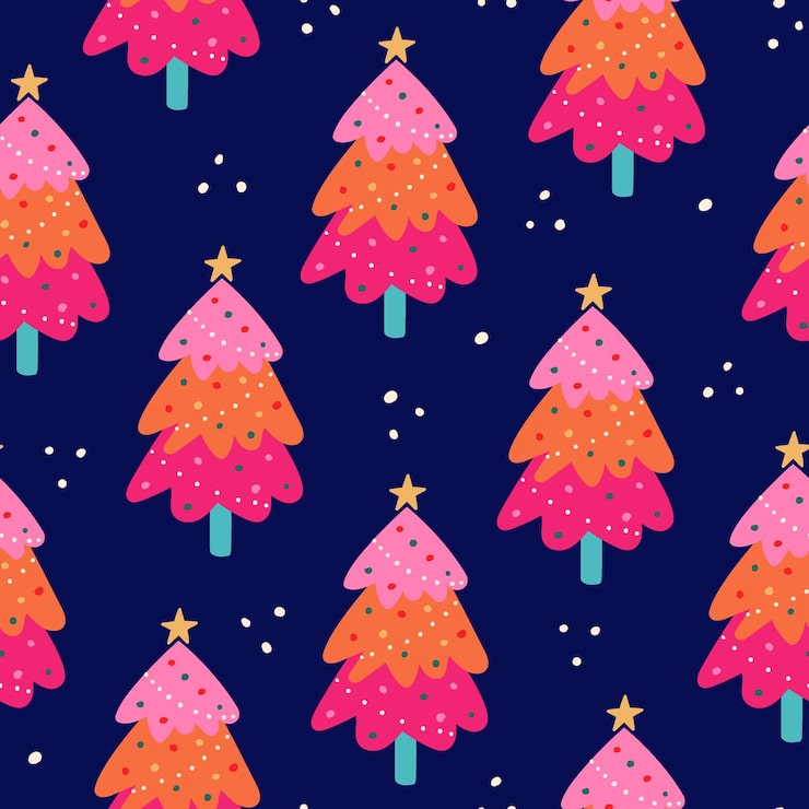 Christmas seamless pattern. Christmas tree pattern. Holidays pattern
