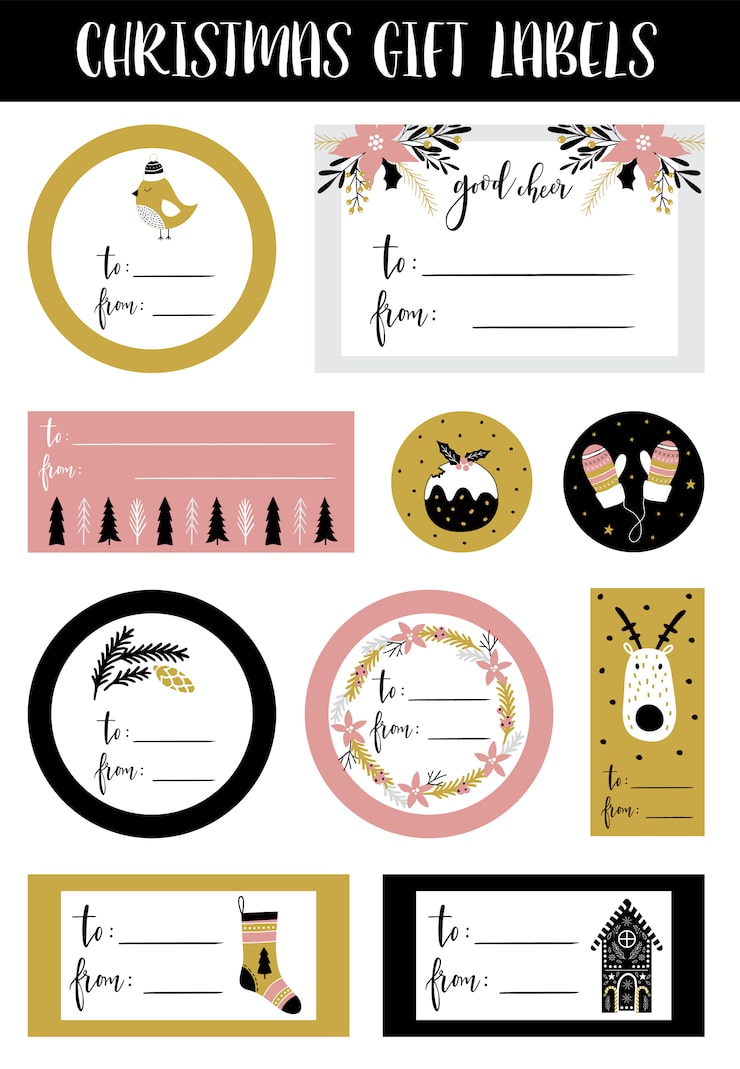 Vector christmas stickers sheet.