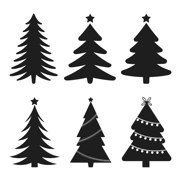 Vector christmas tree silhouette set festive holiday vector collection